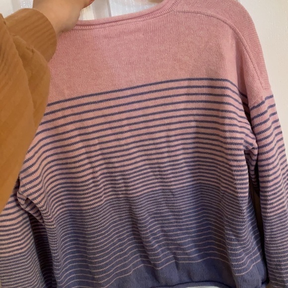 XIRENA / pink purple ombré gradient striped crop roll neck knit sweater small S - Picture 7 of 7